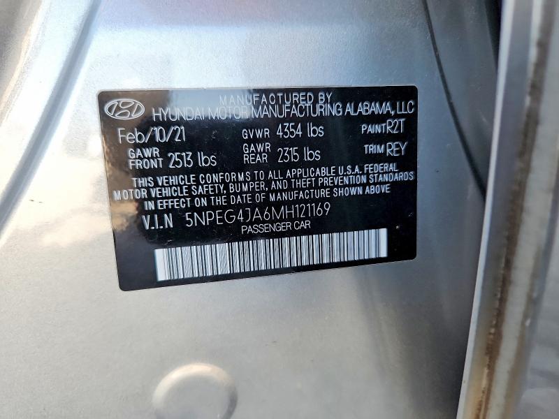 Продаж на аукціоні авто 2021 Hyundai Sonata, vin: 5NPEG4JA6MH121169, номер лоту: 49906166
