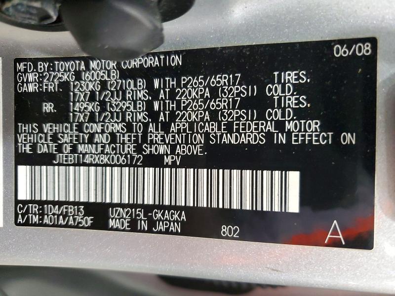 Продажа на аукционе авто 2008 Toyota 4runner, vin: JTEBT14RX8K006172, номер лота: 49380316