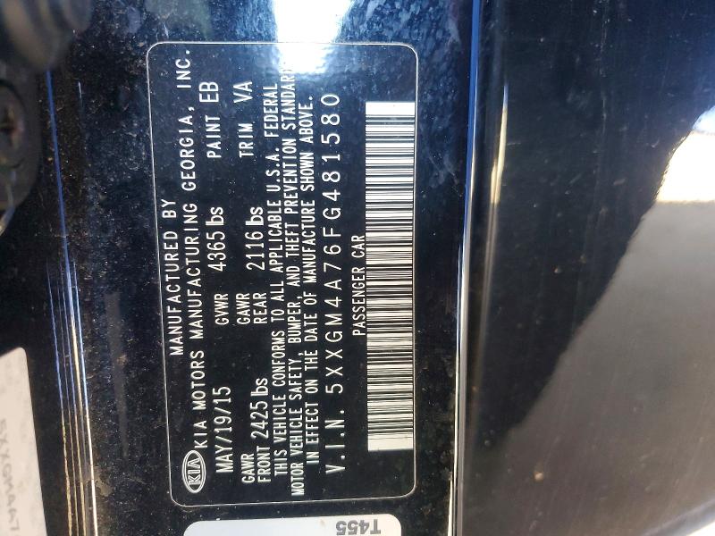 50658866 :رقم المزاد ، 5XXGM4A76FG481580 vin ، 2015 Kia Optima مزاد بيع
