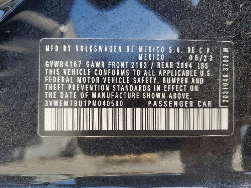 49012656 :رقم المزاد ، 3VWEM7BU1PM040580 vin ، 2023 Volkswagen Jetta مزاد بيع