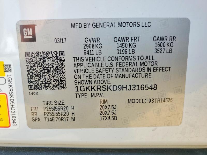 Aukcja sprzedaży 2017 Gmc Acadia Limited, vin: 1GKKRSKD9HJ316548, numer aukcji: 50643956
