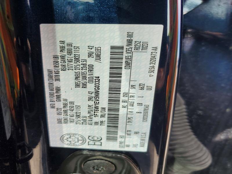 Aukcja sprzedaży 2022 Ford F150, vin: 1FT6W1EV5NWG03324, numer aukcji: 50227246