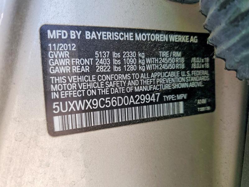 2013 Bmw X3 მანქანა იყიდება აუქციონზე, vin: 5UXWX9C56D0A29947, აუქციონის ნომერი: 49124206