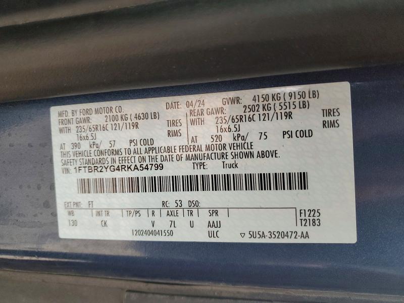 2024 Ford Transit მანქანა იყიდება აუქციონზე, vin: 1FTBR2YG4RKA54799, აუქციონის ნომერი: 49305866
