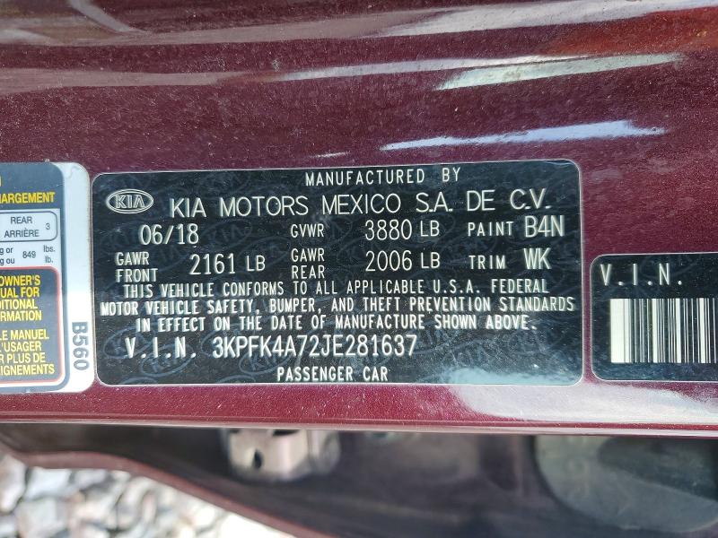 Aukcja sprzedaży 2018 Kia Forte, vin: 3KPFK4A72JE281637, numer aukcji: 48627676