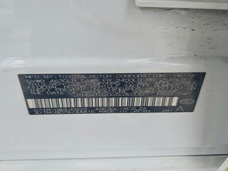 Продаж на аукціоні авто 2016 Lexus Is, vin: JTHBA1D20G5030330, номер лоту: 52043196