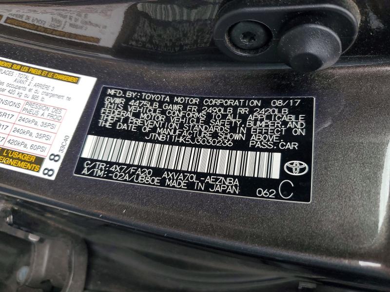 Aukcja sprzedaży 2018 Toyota Camry, vin: JTNB11HK5J3030236, numer aukcji: 48647096