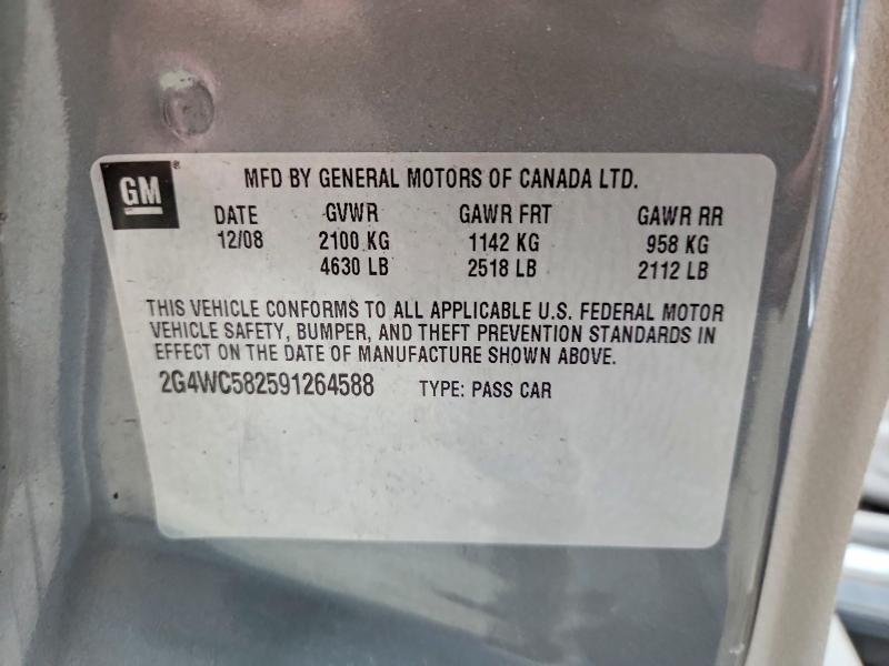 51313716 :رقم المزاد ، 2G4WC582591264588 vin ، 2009 Buick Lacrosse مزاد بيع