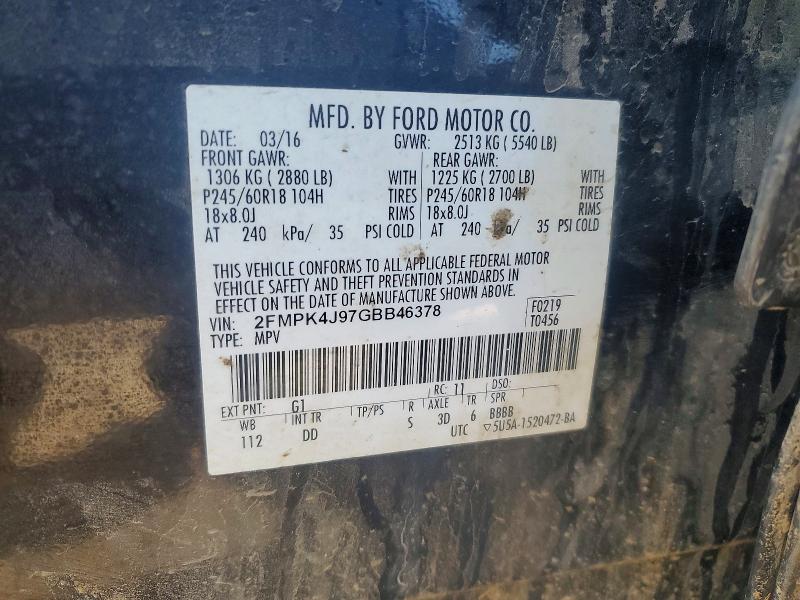Продажа на аукционе авто 2016 Ford Edge, vin: 2FMPK4J97GBB46378, номер лота: 48753766