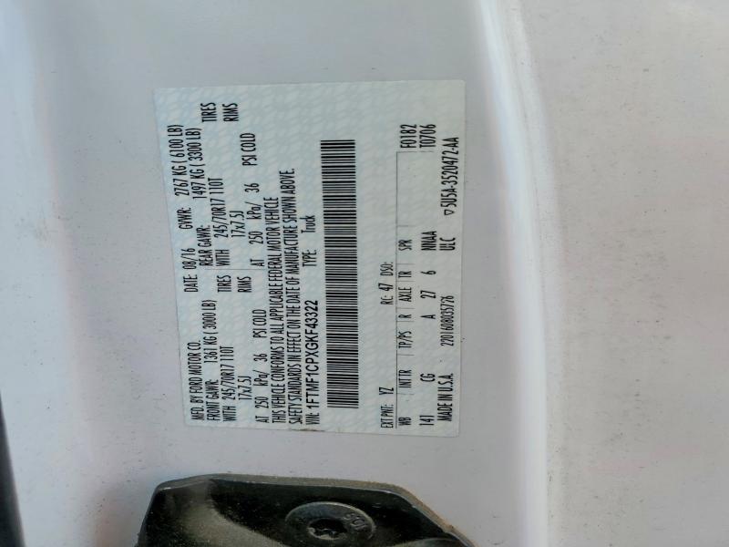 49945946 :رقم المزاد ، 1FTMF1CPXGKF43322 vin ، 2016 Ford F150 مزاد بيع