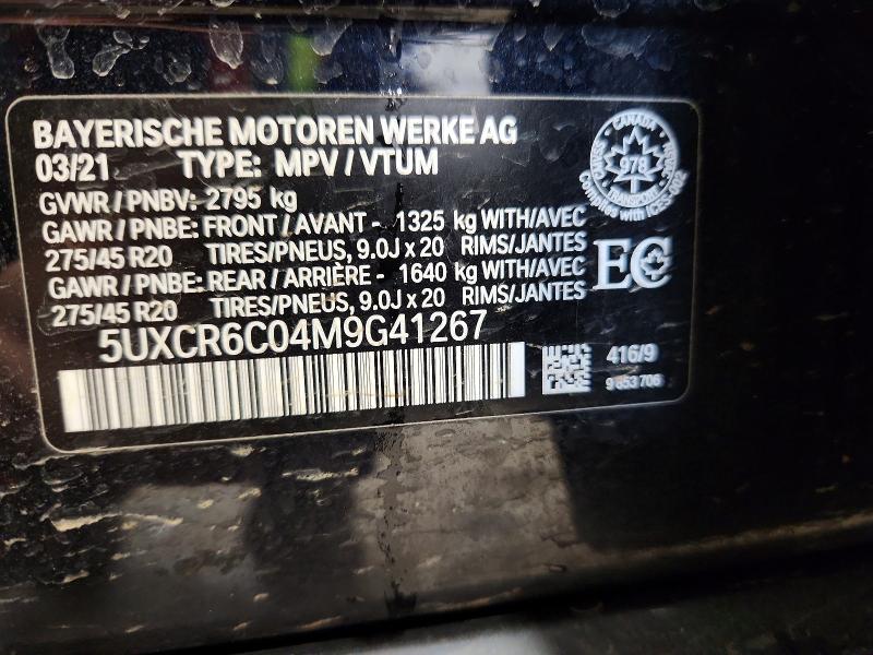 50143076 :رقم المزاد ، 5UXCR6C04M9G41267 vin ، 2021 Bmw X5 مزاد بيع