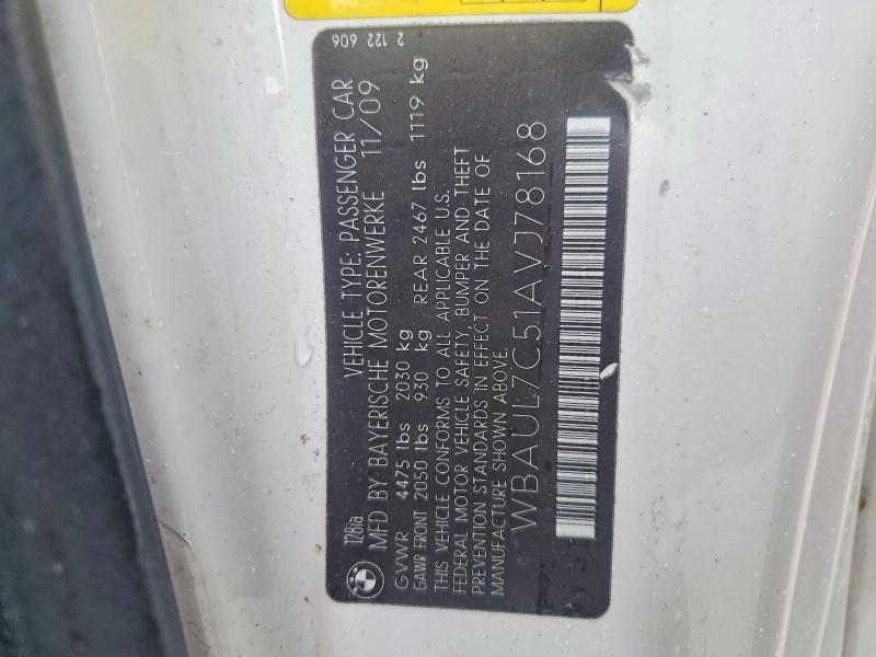 Продаж на аукціоні авто 2010 Bmw 128, vin: WBAUL7C51AVJ78168, номер лоту: 51550226