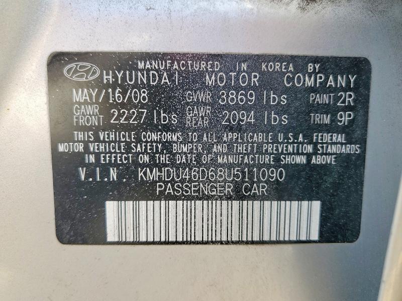 Продаж на аукціоні авто 2008 Hyundai Elantra, vin: KMHDU46D68U511090, номер лоту: 49344806
