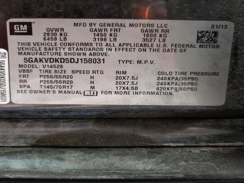 Aukcja sprzedaży 2013 Buick Enclave, vin: 5GAKVDKD5DJ158031, numer aukcji: 50050576