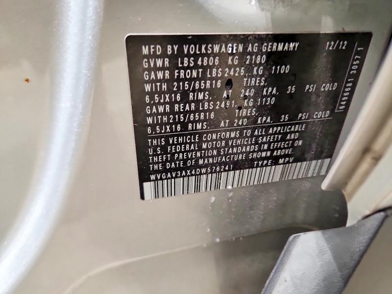 Продаж на аукціоні авто 2013 Volkswagen Tiguan, vin: WVGAV3AX4DW576241, номер лоту: 51561356