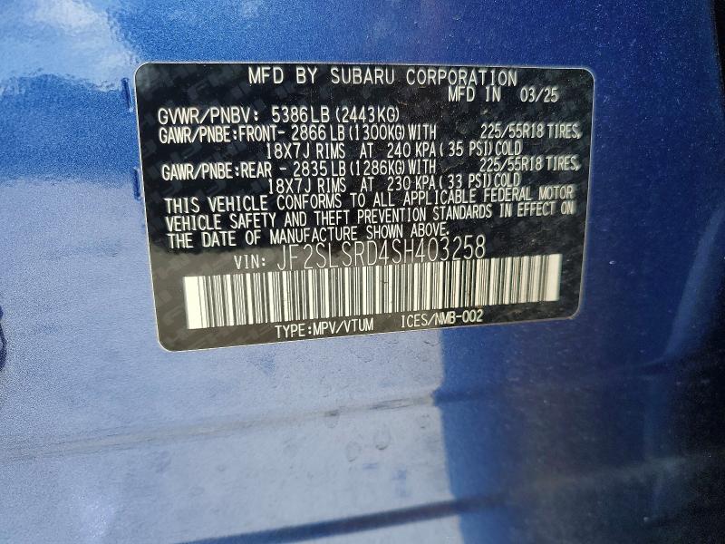 Продажа на аукционе авто 2025 Subaru Forester, vin: JF2SLSRD4SH403258, номер лота: 51651956