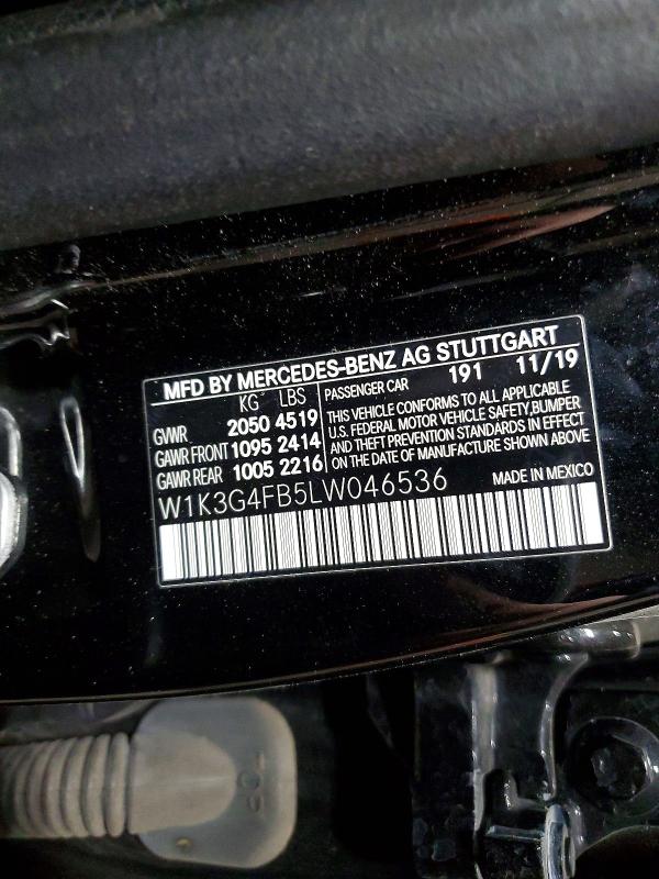 Auction sale of the 2020 Mercedes-benz A, vin: W1K3G4FB5LW046536, lot number: 48522056