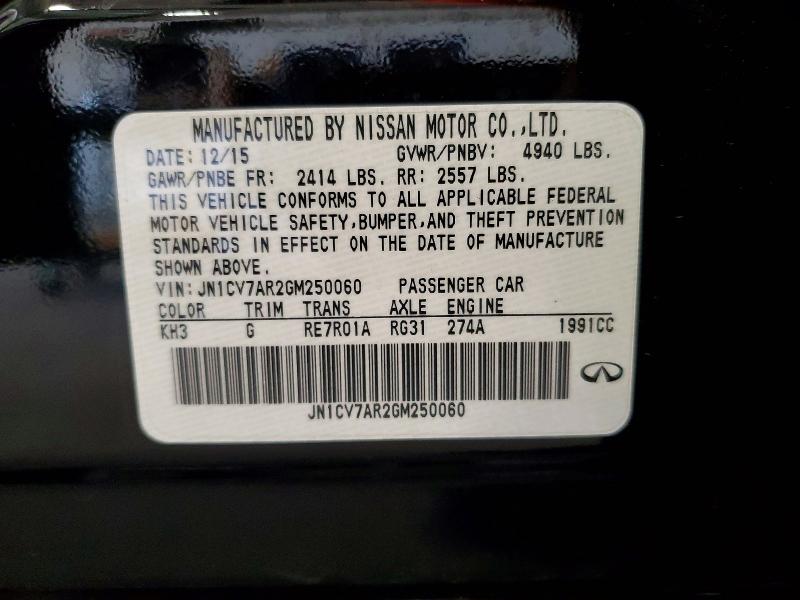 2016 Infiniti Q50 მანქანა იყიდება აუქციონზე, vin: JN1CV7AR2GM250060, აუქციონის ნომერი: 51655466
