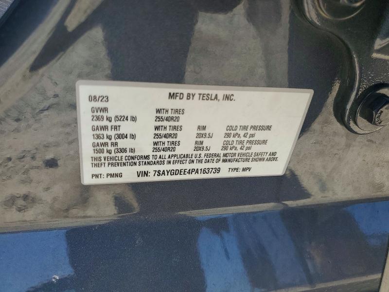 2023 Tesla Model Y მანქანა იყიდება აუქციონზე, vin: 7SAYGDEE4PA163739, აუქციონის ნომერი: 50419556