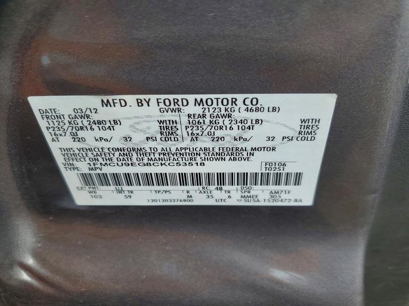 Aukcja sprzedaży 2012 Ford Escape, vin: 1FMCU9EG8CKC53518, numer aukcji: 50489106