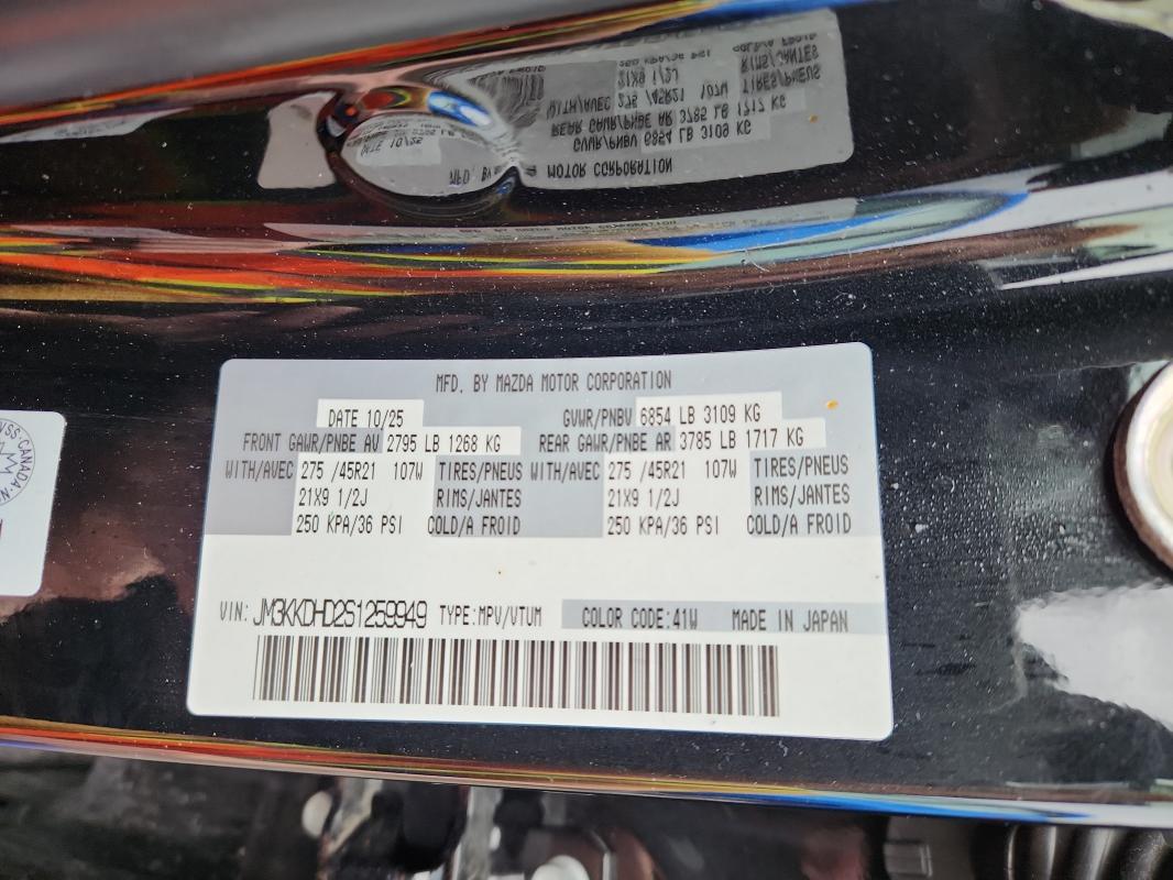 Aukcja sprzedaży 2025 Mazda Cx-90, vin: JM3KKDHD2S1259949, numer aukcji: 48783066