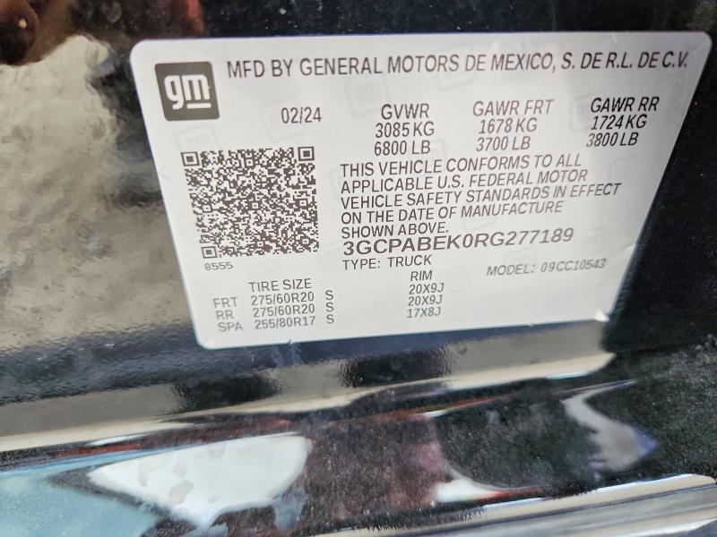 51031186 :رقم المزاد ، 3GCPABEK0RG277189 vin ، 2024 Chevrolet Silverado مزاد بيع