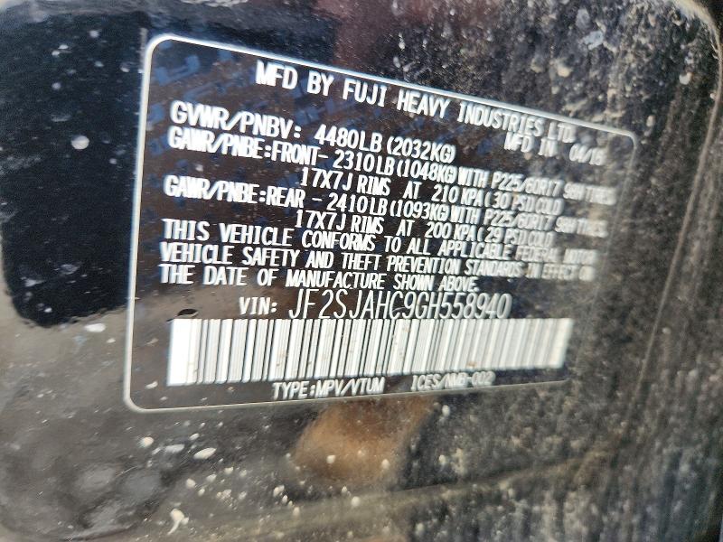 Продаж на аукціоні авто 2016 Subaru Forester, vin: JF2SJAHC9GH558940, номер лоту: 49138346