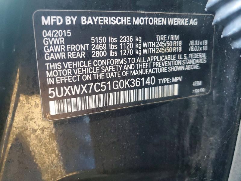 Aukcja sprzedaży 2016 Bmw X3, vin: 5UXWX7C51G0K36140, numer aukcji: 50920196