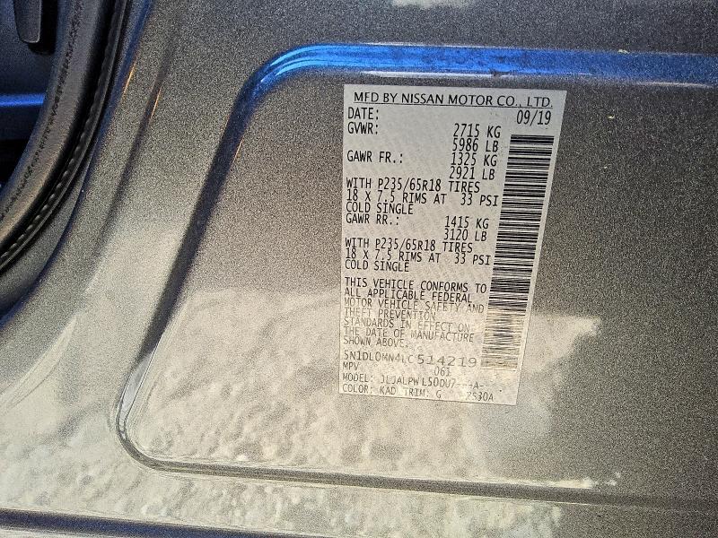 2020 Infiniti Qx60 მანქანა იყიდება აუქციონზე, vin: 5N1DL0MN4LC514219, აუქციონის ნომერი: 49036936