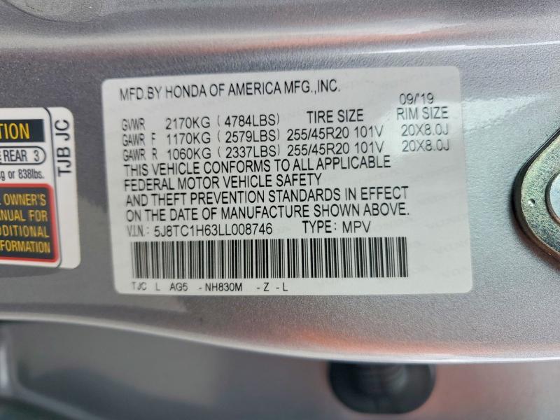 Aukcja sprzedaży 2020 Acura Rdx, vin: 5J8TC1H63LL008746, numer aukcji: 49776486