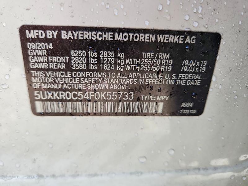 2015 Bmw X5 მანქანა იყიდება აუქციონზე, vin: 5UXKR0C54F0K55733, აუქციონის ნომერი: 50830956