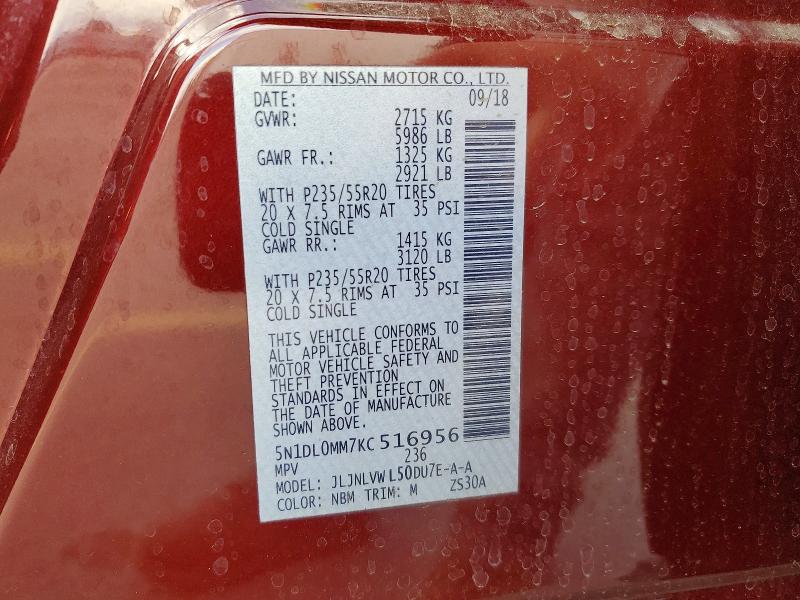 Aukcja sprzedaży 2019 Infiniti Qx60, vin: 5N1DL0MM7KC516956, numer aukcji: 48698196