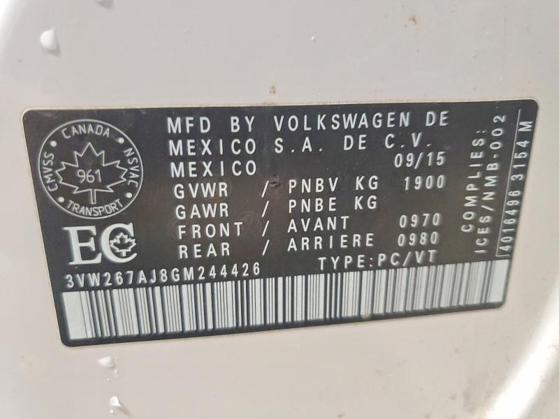 Продаж на аукціоні авто 2016 Volkswagen Jetta, vin: 3VW267AJ8GM244426, номер лоту: 50253486