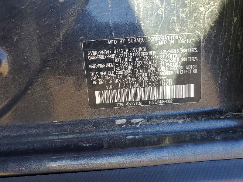 48844186 :رقم المزاد ، JF2GTAMC1K8357628 vin ، 2019 Subaru Crosstrek مزاد بيع