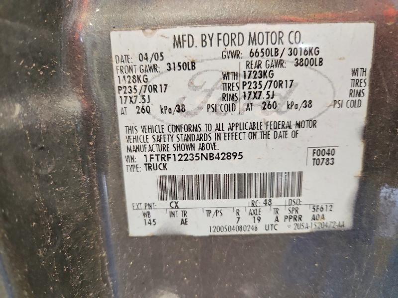 Продаж на аукціоні авто 2005 Ford F150, vin: 1FTRF12235NB42895, номер лоту: 51365856