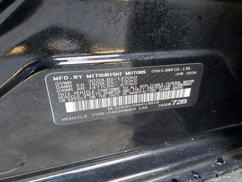 2024 Mitsubishi Mirage მანქანა იყიდება აუქციონზე, vin: ML32AUHJ0RH019918, აუქციონის ნომერი: 48656176