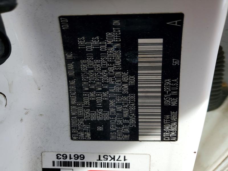 49334116 :رقم المزاد ، 5TBRV54118S473383 vin ، 2008 Toyota Tundra مزاد بيع