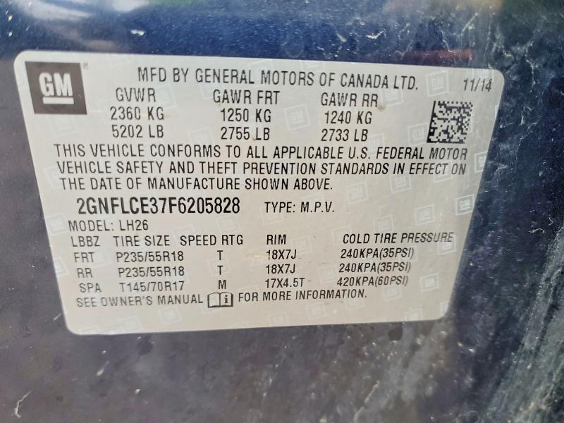 Продажа на аукционе авто 2015 Chevrolet Equinox, vin: 2GNFLCE37F6205828, номер лота: 48742506