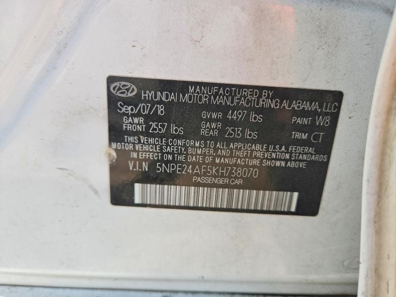 Продаж на аукціоні авто 2019 Hyundai Sonata, vin: 5NPE24AF5KH738070, номер лоту: 50819666