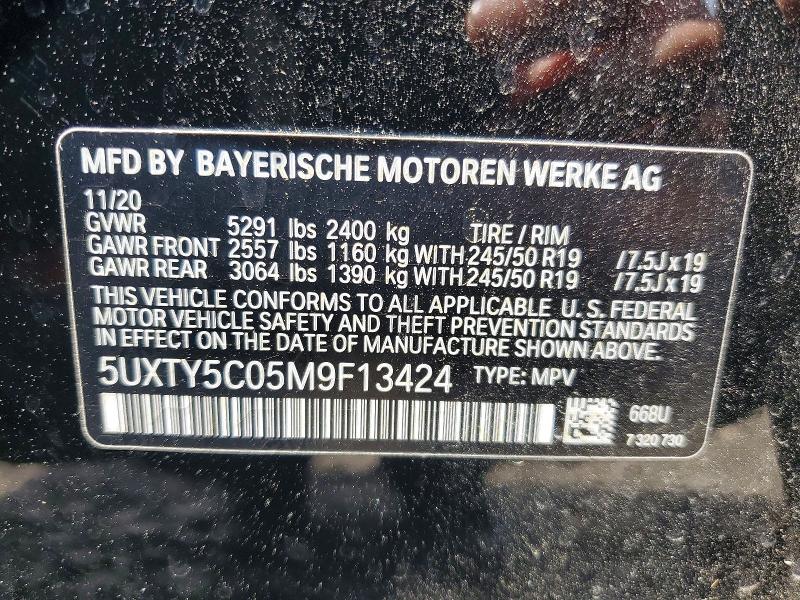 49797306 :رقم المزاد ، 5UXTY5C05M9F13424 vin ، 2021 Bmw X3 مزاد بيع
