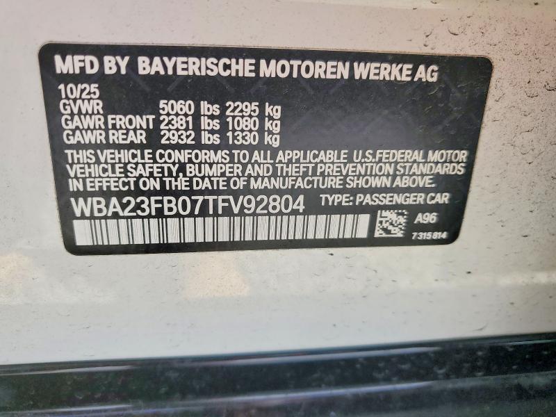 2026 Bmw 430i მანქანა იყიდება აუქციონზე, vin: WBA23FB07TFV92804, აუქციონის ნომერი: 50685356