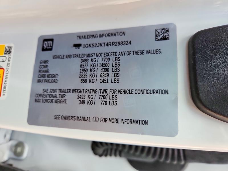 2024 Gmc Yukon Xl მანქანა იყიდება აუქციონზე, vin: 1GKS2JKT4RR298324, აუქციონის ნომერი: 49458086