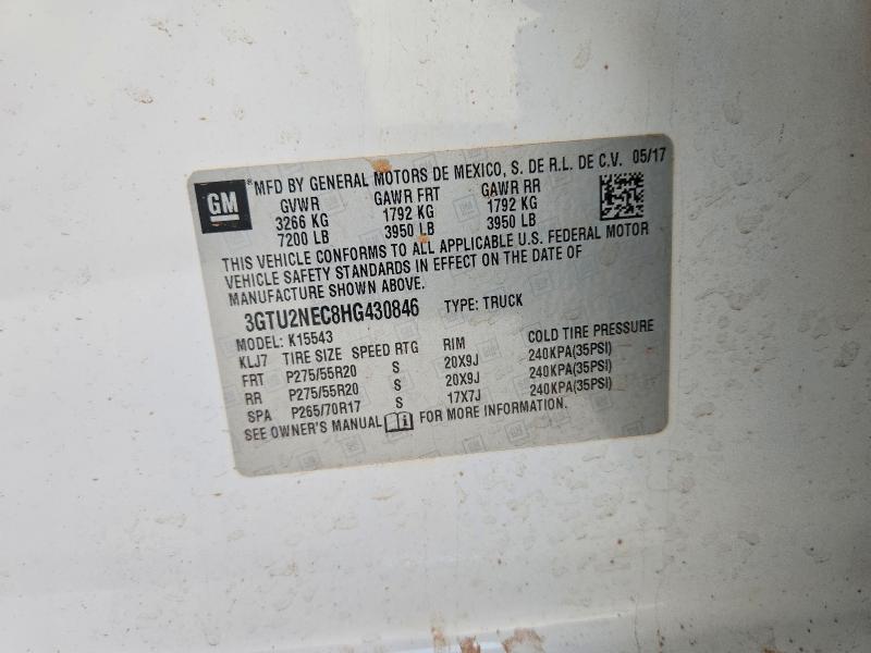 2017 Gmc Sierra მანქანა იყიდება აუქციონზე, vin: 3GTU2NEC8HG430846, აუქციონის ნომერი: 51630746