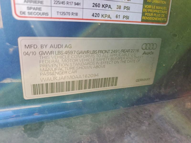 2010 Audi A3 მანქანა იყიდება აუქციონზე, vin: WAUKJAFM0AA162094, აუქციონის ნომერი: 49118806