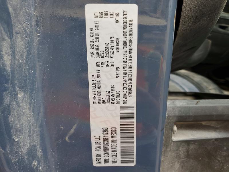 49608496 :رقم المزاد ، 3C6MRVJGXNE112360 vin ، 2022 Ram Promaster 3500 مزاد بيع