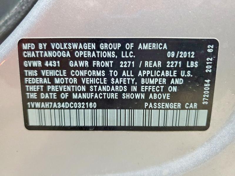 Aukcja sprzedaży 2013 Volkswagen Passat, vin: 1VWAH7A34DC032160, numer aukcji: 49717916