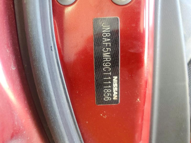 2012 Nissan Juke მანქანა იყიდება აუქციონზე, vin: JN8AF5MR9CT111856, აუქციონის ნომერი: 50295876