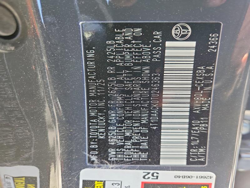 50746516 :رقم المزاد ، 4T1DAACK0TU246363 vin ، 2026 Toyota Camry مزاد بيع