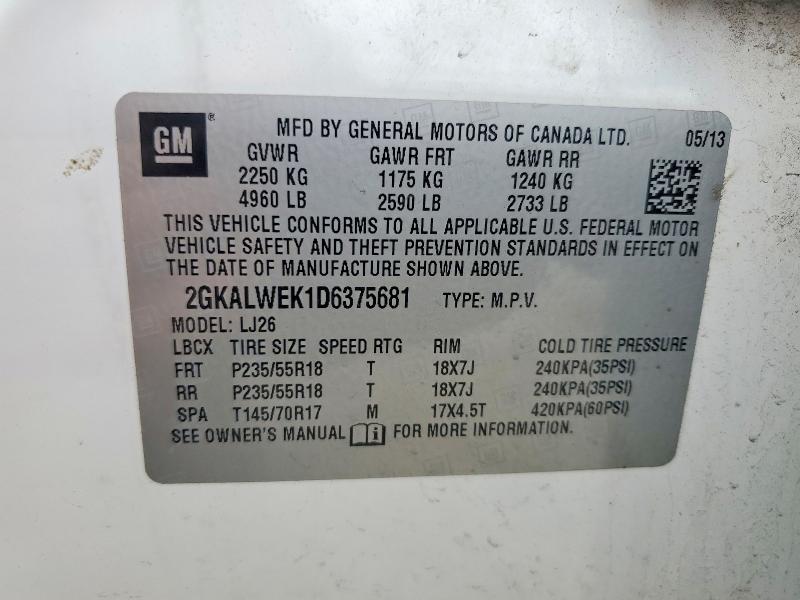 Продаж на аукціоні авто 2013 Gmc Terrain, vin: 2GKALWEK1D6375681, номер лоту: 51567656