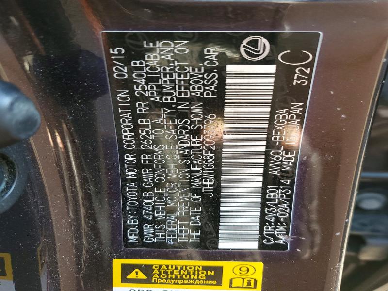 Продаж на аукціоні авто 2015 Lexus Es, vin: JTHBW1GG8F2093796, номер лоту: 50967116